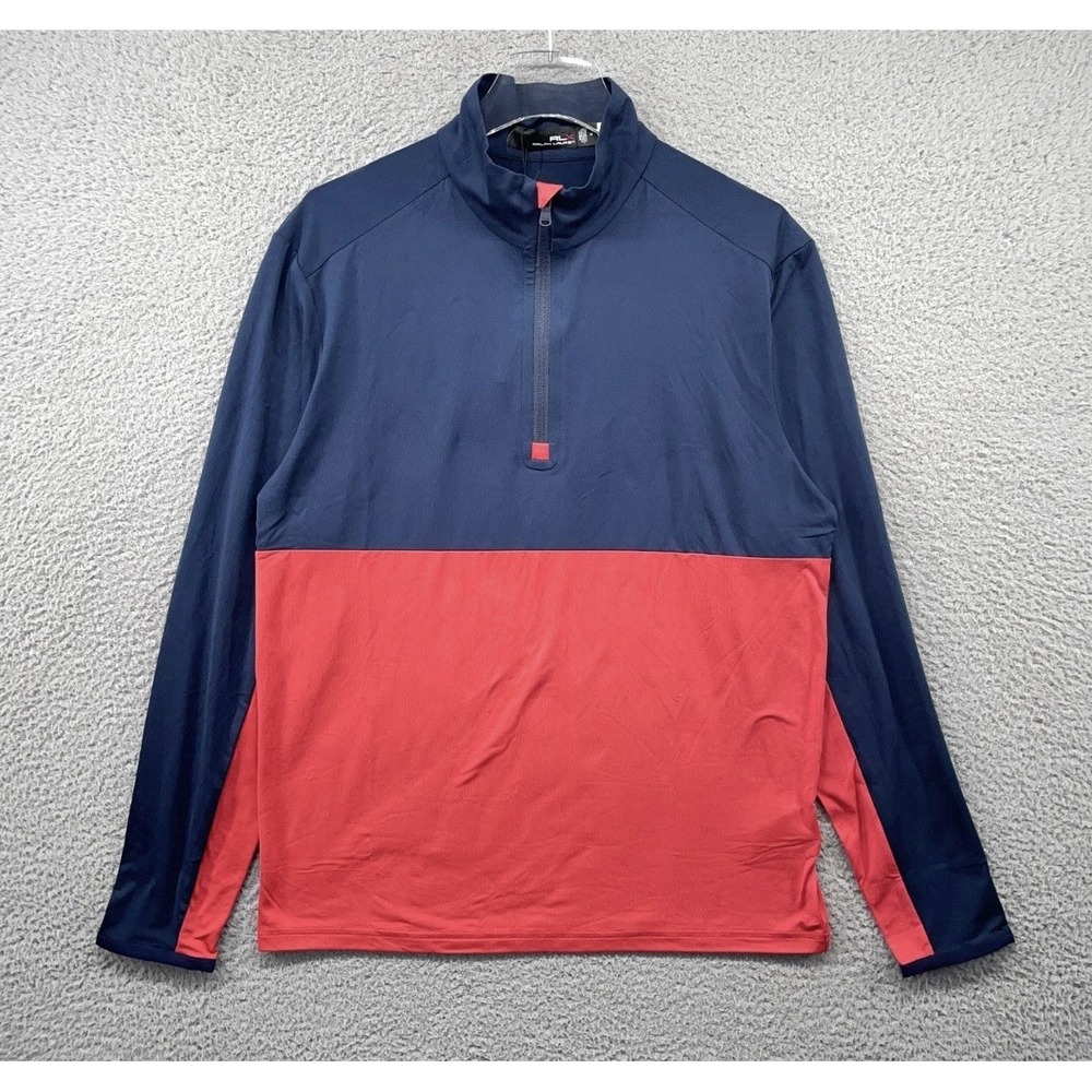 *NWT* Men's Size XL RLX Ralph Lauren Golf Performance Half-Zip Pullover Navy Red